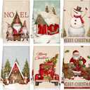 Sratte 6 Pcs Christmas Kitchen Towels Vintage Winter Snowman Tea Dishtowels Absorbent Santa Xmas Bathroom Hand Towels for Christmas Kitchen Bathroom Holiday Decorations Farmhouse Housewarming Gift