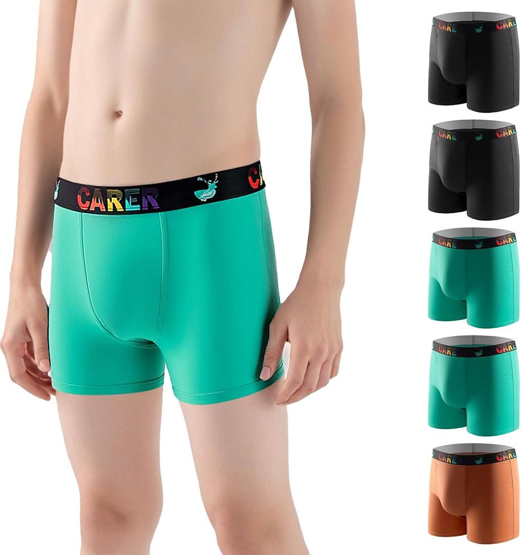 Carer 5 Pack Boys Washable Incontinence Underwear, Cotton Reusable Bedwetting Briefs for Kids & Teens, Absorbent Leak Proof Nighttime Protection, Age 4-18 (M)