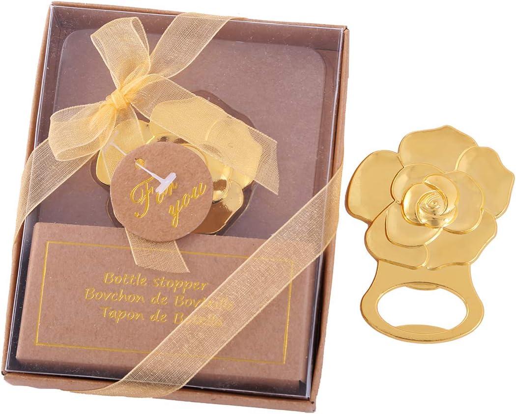 12 pcs Gold Rose Love Bottle Opener Wedding Favors Gifts with Exquisite packaging Box Wedding Gifts For Guests Engagement Anniversaries Souvenirs Party Supplies by WeddParty(Rose)