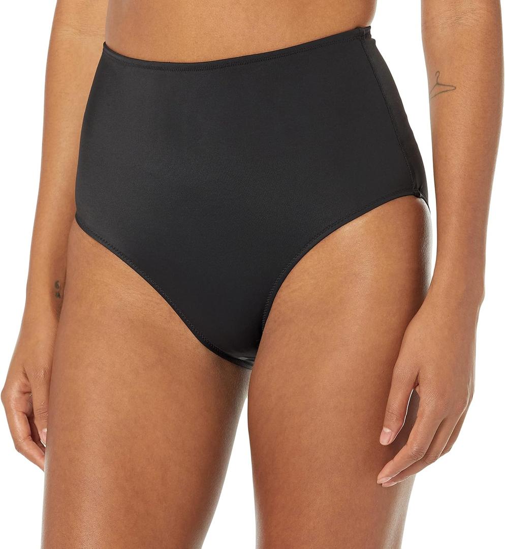Amazon Essentials Women's High Waist Swim Bottom, Black Large