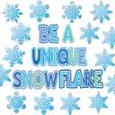 TaoBary 70 Pcs Winter Snowflake Bulletin Board Decoration Set Holiday Snowflake Paper Cutout Decor for DIY January Bulletin Board School Classroom Home Door Wall