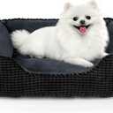 MIXJOY Dog Beds for Medium Dogs Washable, Rectangle Pet Bed Medium Size Dog, Orthopedic Sleeping Pet Sofa Bed, Soft Calming Cat Beds for Indoor Cats, Anti-Slip Bottom with Multiple Size (M(25x 21x 8), Black)