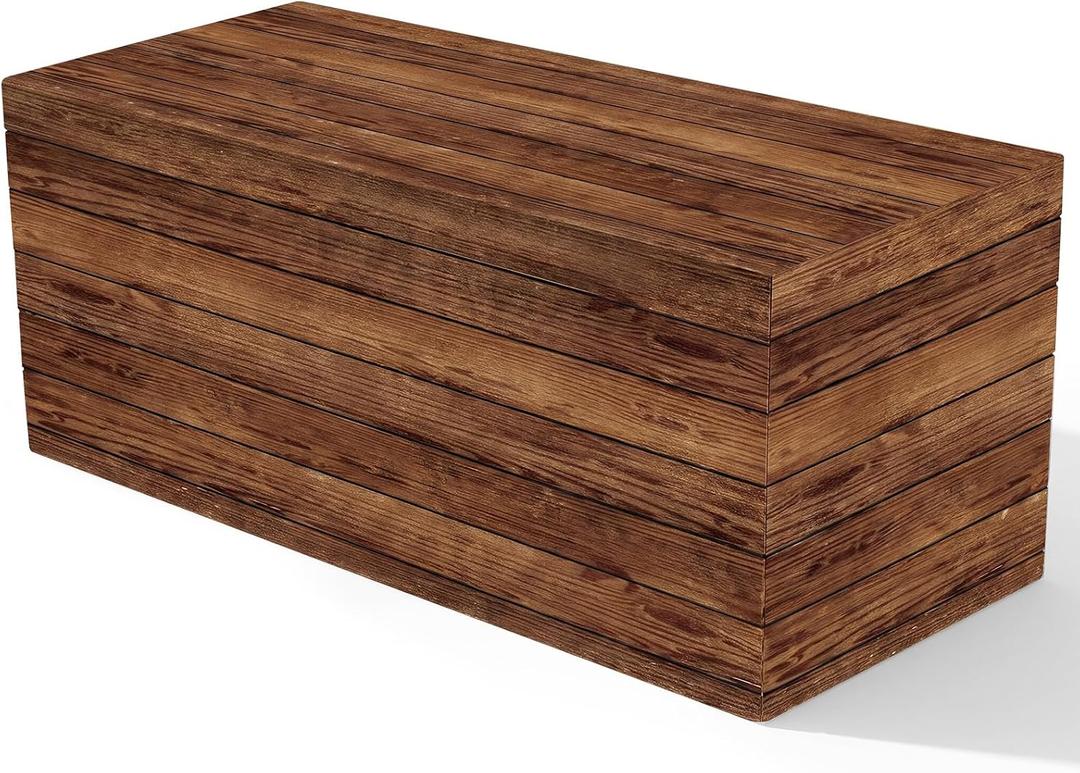 Moukeren 6 ft Fitted Wooden Grain Table Cover Brown Rustic Tablecloth Rectangle Washable Elastic Stretch Patio Vintage Barn Board Cloth for Cocktail Wedding Party Banquet(1 Pcs, Reddish Brown)