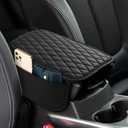Center Console Cover for Ford Bronco Sport Accessories 2021-2025 2026 Car Armrest Arm Rest Cover Middle Console Pad Protector Leather (Black)