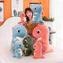 NILISWIEST Dinosaur Plush Pillows, Soft and Cuddly Dinosaur Plush Pillow, Suitable for Everyone Who Likes Dinosaurs (Red Triceratops) (Blue Tyrannosaurus)