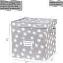 HOLDN STORAGE Christmas Ornament Storage Box with Lid - Christmas Decor Storage Containers that Store up to 64 Holiday Ornaments - Grey/White Snowflakes
