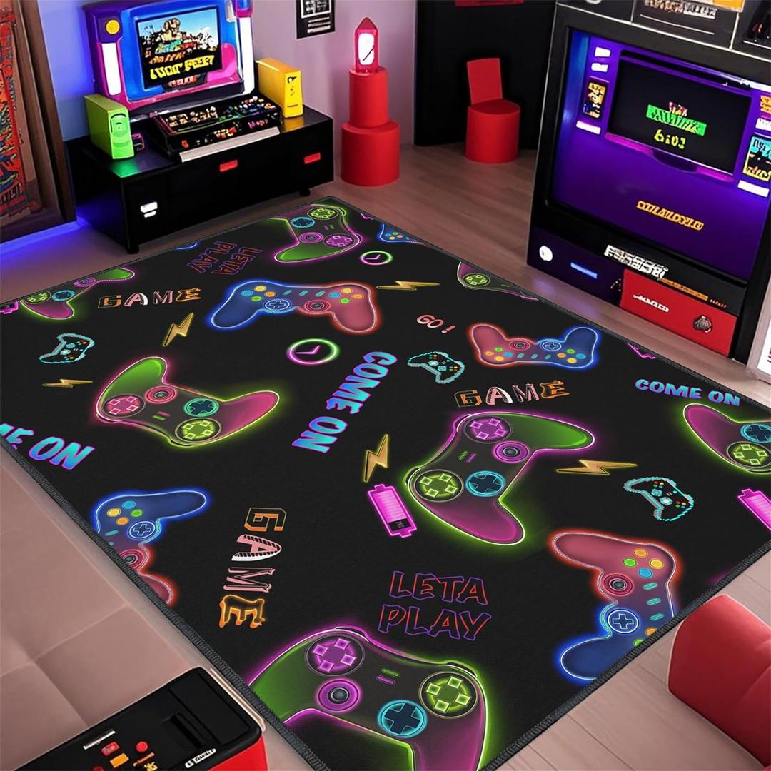 Gaming Rug for Room,5'x7' Cool Gamer Rugs with Non-Slip Backing,Game Room Carpet for Bedroom and Livingroom Decor