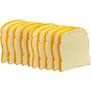 Generic [10-Pack] Fake ToastSimulation Artificial Bread and Artificial Bread - Faux Food Replica for Kitchen and Bakery Shop Props Display, HC2425-T10