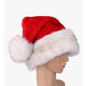 Boieo Deluxe Santa Hat - Large Red White Christmas Hat for Women Men, Santa Claus Gorros De Navidad Holiday Party Grey Fur 30x45cm