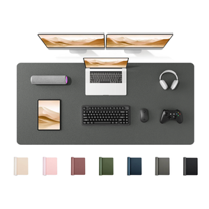 YSAGi 55" x 24" Large PU Leather Desk Mat for Keyboard and Mouse - Waterproof Non-Slip Desk Pad Protector for Office, Home, Writing Desk, Dark Grey