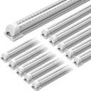 Barrina T8 LED Shop Light 5FT 50W 6500LM 6500K Super Bright White, T8 LED Garage Lights, V Shape Clear Cover High Output Tube, Linkable 5 Foot Strip Light for Workshop, Warehouse with Plug, 10 Packs