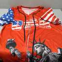 USA Baseball Jersey for Men American Flag Statue of Liberty USA Eagle America Shirts Sports Uniform (Red) 4XL