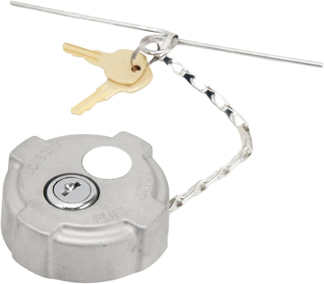 Locking Diesel Fuel Cap 2 1/4" With 2 Keys Compatible with MD Semi Trucks 650 750 Reefer Trailer FTA-C02 FTA-N-04 FTA-N6-16 FTA-N-73 With Rubber Seal Ring Safety Chain