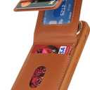 for iPhone 12 Mini Case with Card Holder for Women, for iPhone 12 Mini Phone Case Wallet with Strap Credit Card Slots Crossbody with Kickstand Zipper Case - Brown