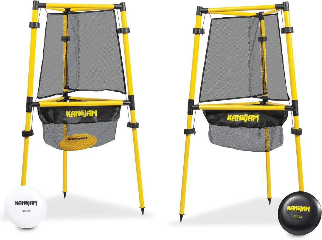 Kan Jam Ultimate Disc Golf Set - Includes 1 Flying Saucer & 2 Portable Basket Goals - Outdoor Game for Backyard, Beach, Tailgates, and Parties