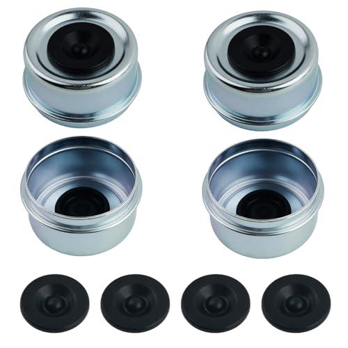YGDMD 4PCS 2.44" Trailer Hub Grease Cap with 8PCS Rubber Plugs,Trailer Bearing Dust Cap Fits Most 5200-6000 Pound Axles for Dust Protection,Trailers Hub Caps for Trailers,RV