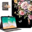 Vimorco iPad Air M4/M3/M2 11 Inch Case 2026/2025/2024 Pink Flower, iPad Air 5th/4th Gen Cases 10.9-inch, iPad Pro 11 Inch Case 4th/3rd/2nd/1st Generation Pencil Holder/Hand Strap/Pocket, Butterfly