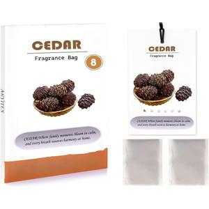 Aryiten 8 Packs Large Cedar Scented Sachets for Closet Deodorizer Drawers, Hanging Long Lasting Potpourri Bags Home Fragrance Air Freshene