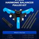 Orion Motor Tech Harmonic Balancer Puller Kit, Adjustable 3-Jaw Puller Set for Removing Harmonic Dampers & Balancers, 3-Jaw Pulley Puller Set Compatible with Chevy GM Chrysler Cadillac Ford More, Blue