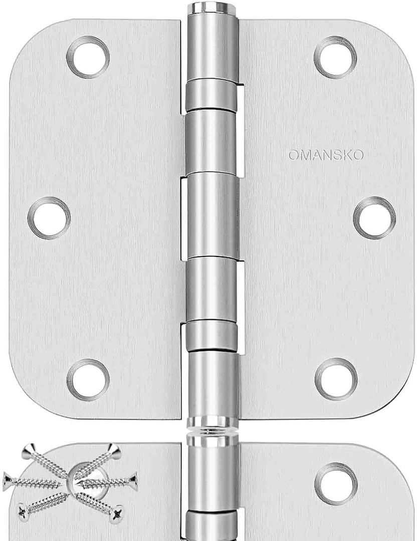304 Stainless Steel Hinges for Wood 3.5 inch Brushed Stain Nickel Interior Hinges 5/8 Radius Corners Ball Bearing Door Hinges 3 "x 3 " Door Hardware -3 Pack