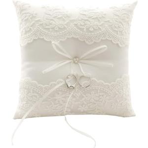 Ring Bearer Pillow, Ivory Wedding Ring Pillow,Ring Bearer Cushion 8.26 Inch For Wedding Party (1 Count (Pack of 1))