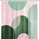 EOBTAIN Mid Century Modern Shower Curtain Pink and Green Boho Abstract Shower Curtain with Hooks Minimalist Geometric Aesthetic Washable Fabric Shower Curtains for Bathroom,72x72 Inch