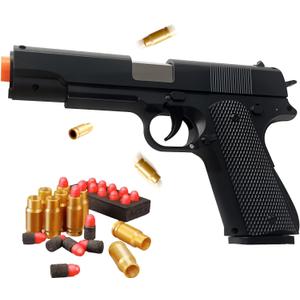 Foam Bullet Toy Gun with 2 Magazines, 40 Shells and 50 Soft Bullets, Complete Gift Set for Kids Ages 6+, Realistic Shell Ejection, Auto Slide Return, Long Range Outdoor Play