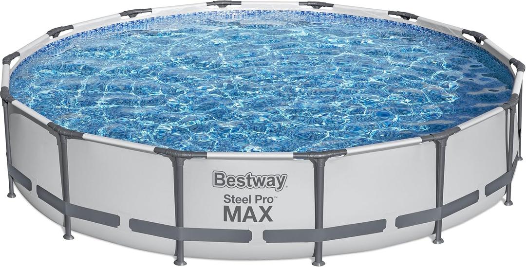Bestway Steel Pro MAX 14' x 33" Round Above Ground Pool Set | Includes 530gal Filter Pump (Gray)