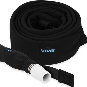 Vive CPAP Slim Hose Tube Cover for Side Sleepers 6 ft - Sleep Apnea Insulator Sleeve for Heated & Standard Tubing - Compatible w/CPAP BiPAP Machines & Holders - Full Length Zipper, Soft Fleece Cover (6 Foot (Pack of 1), Black)