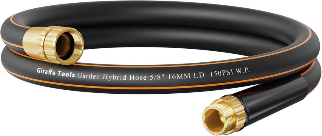 Giraffe Tools Garden Hose 2ft x 5/8'', Short Water Hose Heavy Duty, Lightweight, Flexible Hybrid Hose, Male to Female Fittings