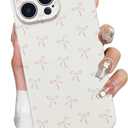 for iPhone 14 Pro Max Case Cute Bow Aesthetic Women Girly Fashion Protective Phone Case Bowknot Pink