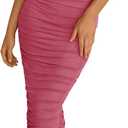 PRETTYGARDEN Womens 2026 Summer Off The Shoulder Dress Ruched Bodycon Sleeveless Split Cocktail Party Maxi Dresses (Pink, S)