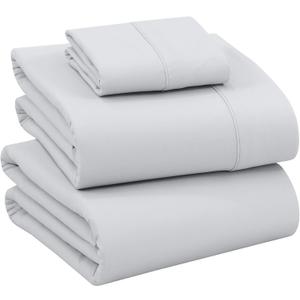 RUVANTI 100% Cotton Twin XL Sheet Sets, 3 Pieces, Soft & Breathable Percale Weave Bedding, Deep Pocket 16", Hotel Standard, Crisp Cool Feel, Durable, Perfect Size Dyed Sheets, Quiet Gray