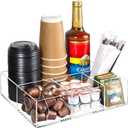 BEYGORM Acrylic Coffee Bar Station Organizer for Countertop,Office Breakroom Clear Snack Tea Storage Accessories Holder for Kcup Pod Condiment Cup Sugar Creamer Syrup, Gift for Coffee Lovers (Medium)