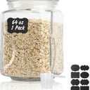 Glass Jars with Lids 64 oz, Airtight Silicone Seal & Non-Slip Design, Large Glass Storage Containers with Lids, Wide-Mouth Storage Containers for Kitchen, Laundry, Pantry & Office