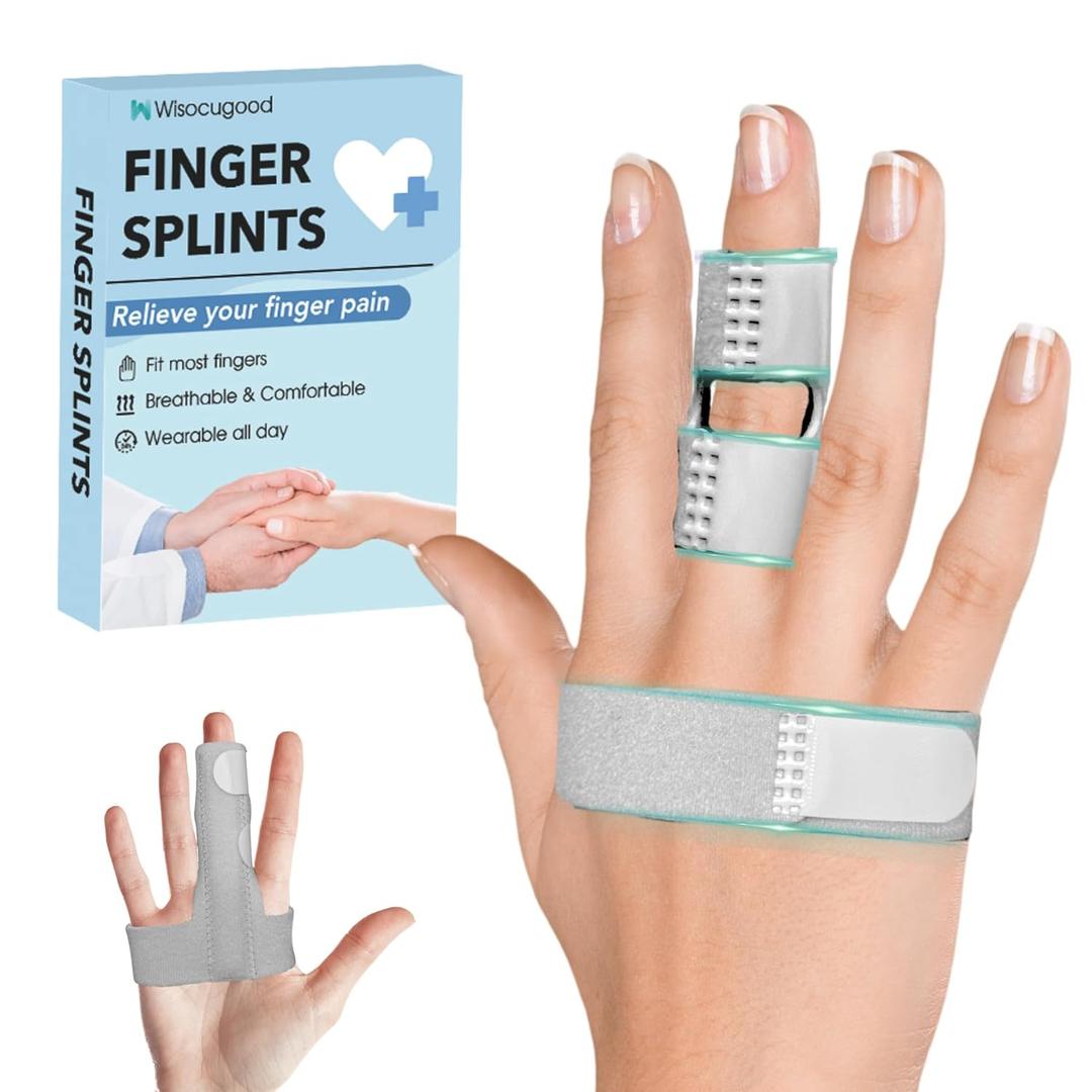 Trigger Finger Splint,Finger Brace,Broken Fingers Straightening,Pain Relief,Arthritis or Support for Fingers,Knuckle Splint Fits Index/Middle/Ring,Adjustable straps for Left or Right Hand (Gray)