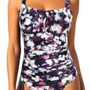 Aqua Eve One Piece Bathing Suit for Women Tummy Control Swimsuit Slimming Vintage Swimwear (Purple, XL)