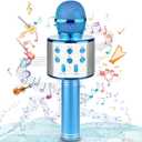 Bluetooth Karaoke Wireless Microphone for Kids, Hottest Birthday Presents Toys for 9 10 11 12 Years Old Boys Girl(Blue)