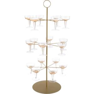 Lavish Home Cocktail Tree Stand - 3-Tier Champagne Tower Holds 18 Stemware Glasses - For Wedding, Shower, or Engagement Party Decorations (Gold) 