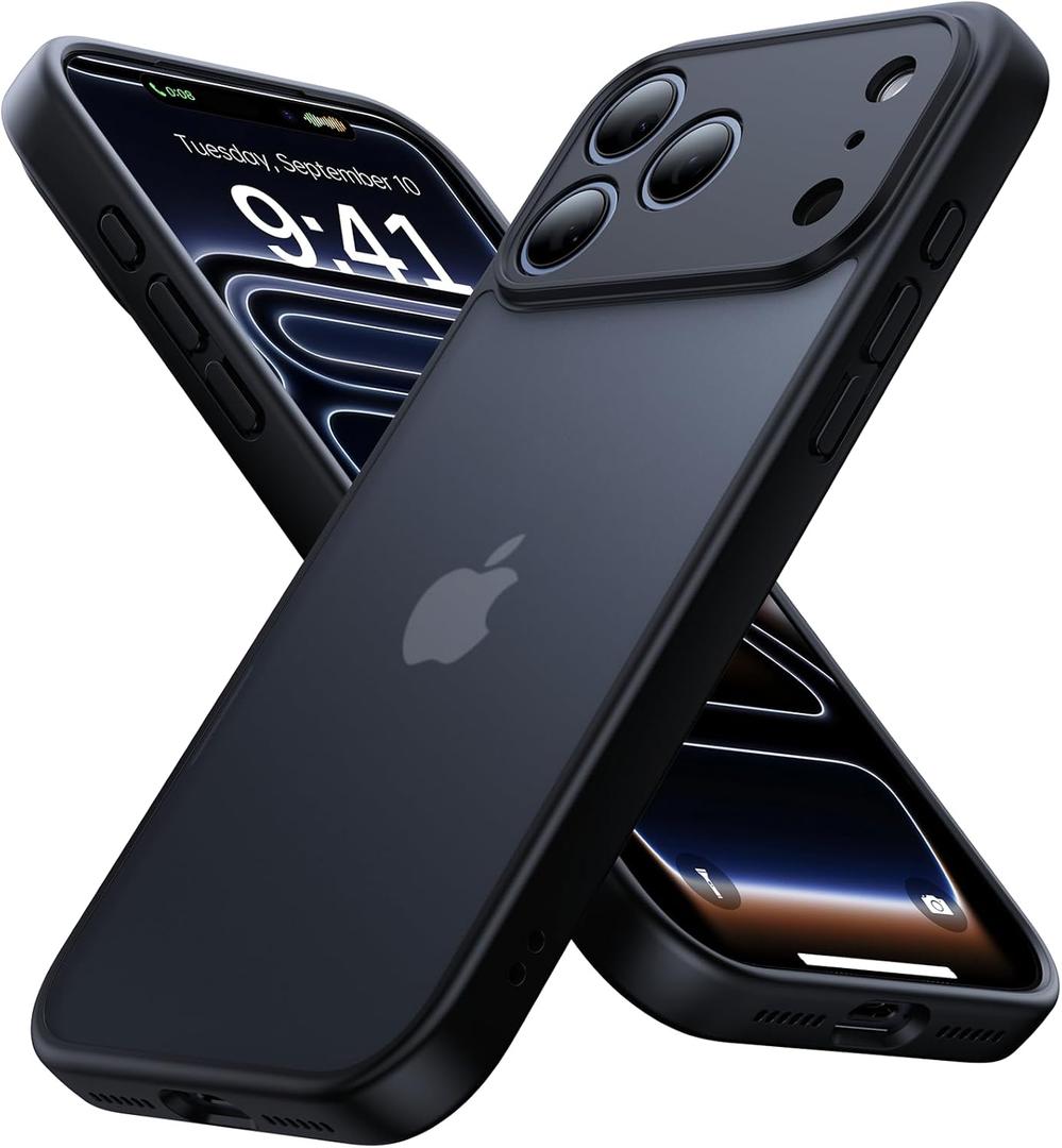 Eastinbox for iPhone 17 Pro Case [16FT Military Grade Shockproof], Anti-Slip Anti-Scratch, Slim Translucent Frosted Matte Phone Cover, Case for iPhone 17Pro 6.3", Black