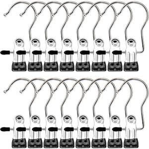 Boot Hangers Clips, 16 Pack Laundry Hooks Hanging Clips Clothes Pins Closet Hanger Organizer Clamps Socks Towel Clips Heavy Duty Clothespins Bulk Hanger Clips for Closet Travel Pants Socks Handbags (Black)