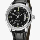 VIGOROSO Men's Mechanical Watches Day Date Black Leather Automatic Self Winding Watch for Men