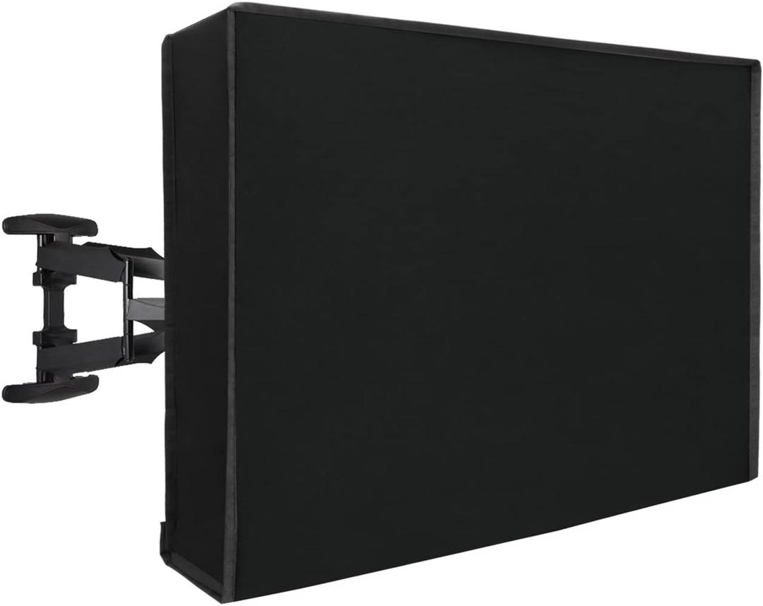 Waterproof Outdoor TV Cover 65-70 inch with Bottom, Thick Fabric, Dustproof and Weatherproof TV Cover with Remote Control Pocket, Black