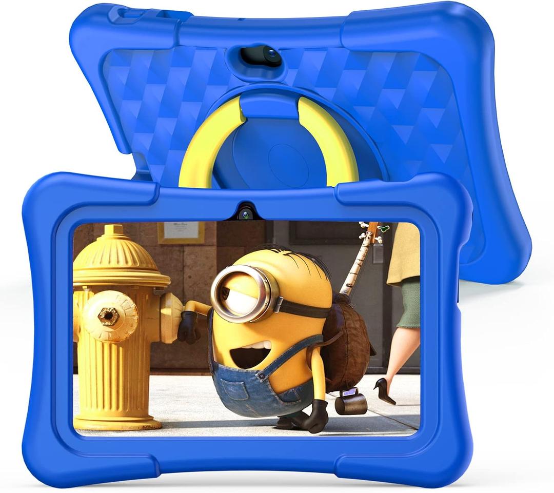 PRITOM 7 inch Tablet for Kids with Solid Case, Kids Tablets 32GB with Parental Control, Pre-Installed Free APPs Games, Educational Toddler Tablet WiFi, Bluetooth, Camera, YouTube Kids