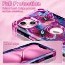 LONTECT for iPhone 14/ iPhone 13 Case Glow in The Dark Three Layer Heavy Duty Shockproof Hard PC+Soft Silicone Rugged Full Body Protective Case for Women Girls,Purple Red