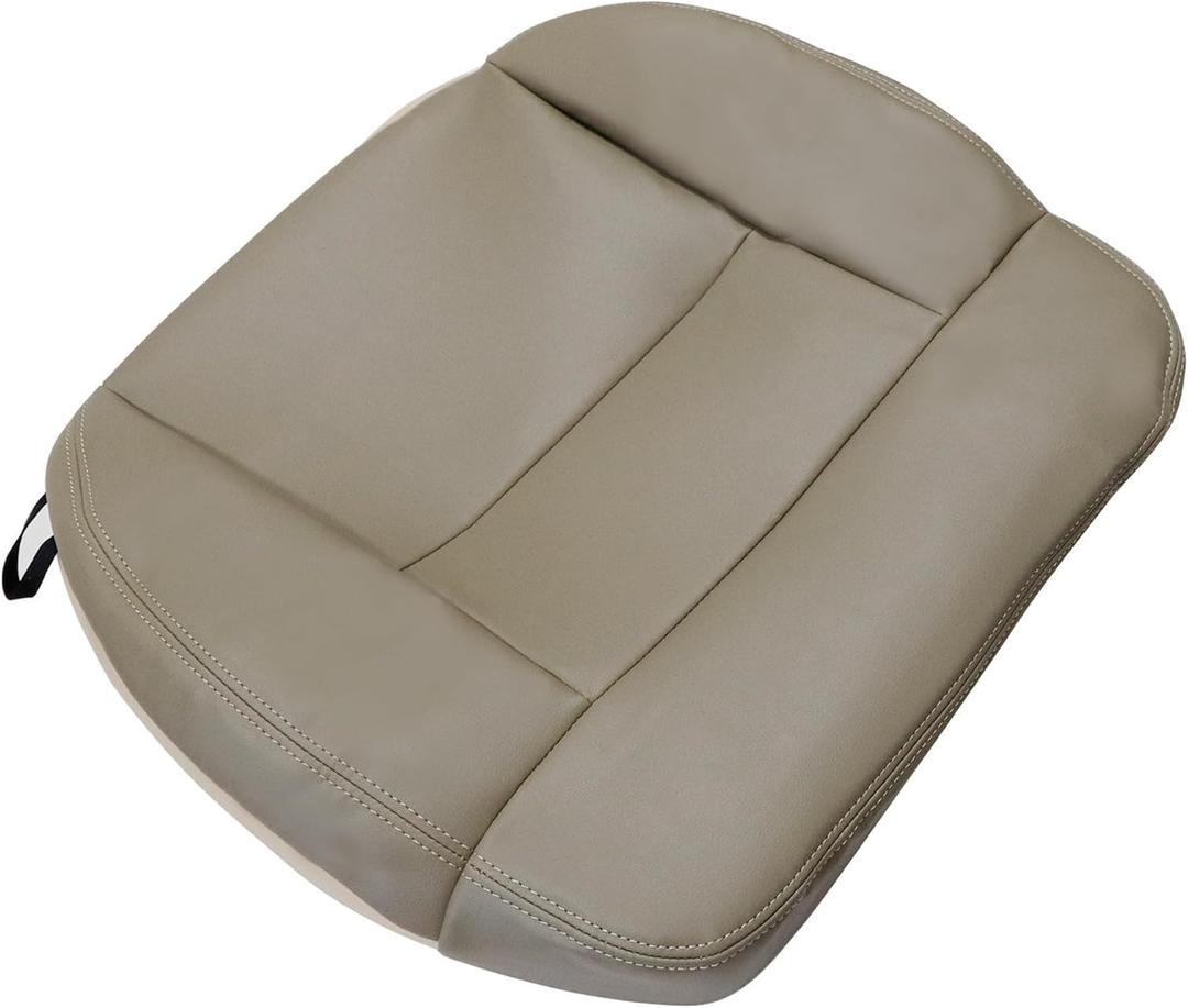 Front Left Driver Side Bottom Seat Cover Replacement Leather Beige Tan Compatible with Ford F150 Lariat XL XLT 2004 2005 2006 2007 2008