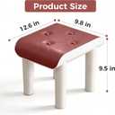 Faux Leather Foot Stool with Legs, Small Footstool Ottoman, Waterproof and Anti-Slip, Load up to 220 lb, for Bathroom, Living Room, Entryway, and Dorm, Red,12.6x9.8x9.5in
