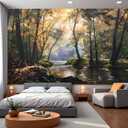 PANCRAFT Peel and Stick Wall Mural Wallpaper Forest 114"×82" Decor G01