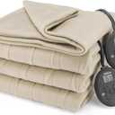 Sunbeam Royal Ultra Fleece Heated Electric Blanket King Size, 90" x 100", 12 Heat Settings, 12-Hour Auto Shut-Off, Machine Washable, Pebble Beige