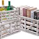 Storage Crate Nesting Wooden Crates with Handles,Set of 3 Rustic Farmhouse Decorative Wood Baskets for Storage,Display,Decor Boxes,(Large,Medium,Small)